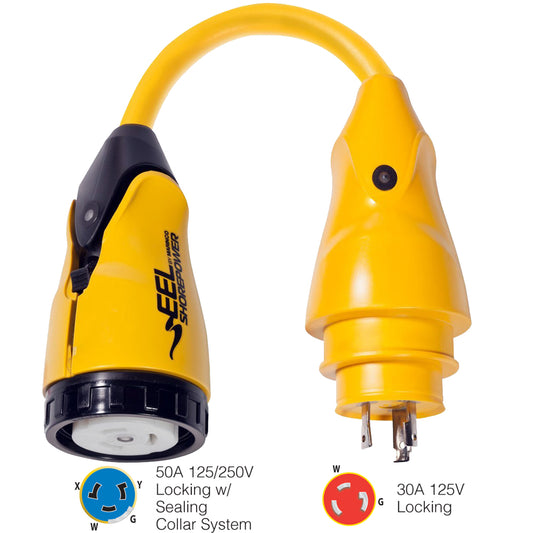 Marinco P30-504 EEL 50A-125/250V Female to 30A-125V Male Pigtail Adapter - Yellow [P30-504] | Shore Power by Marinco 