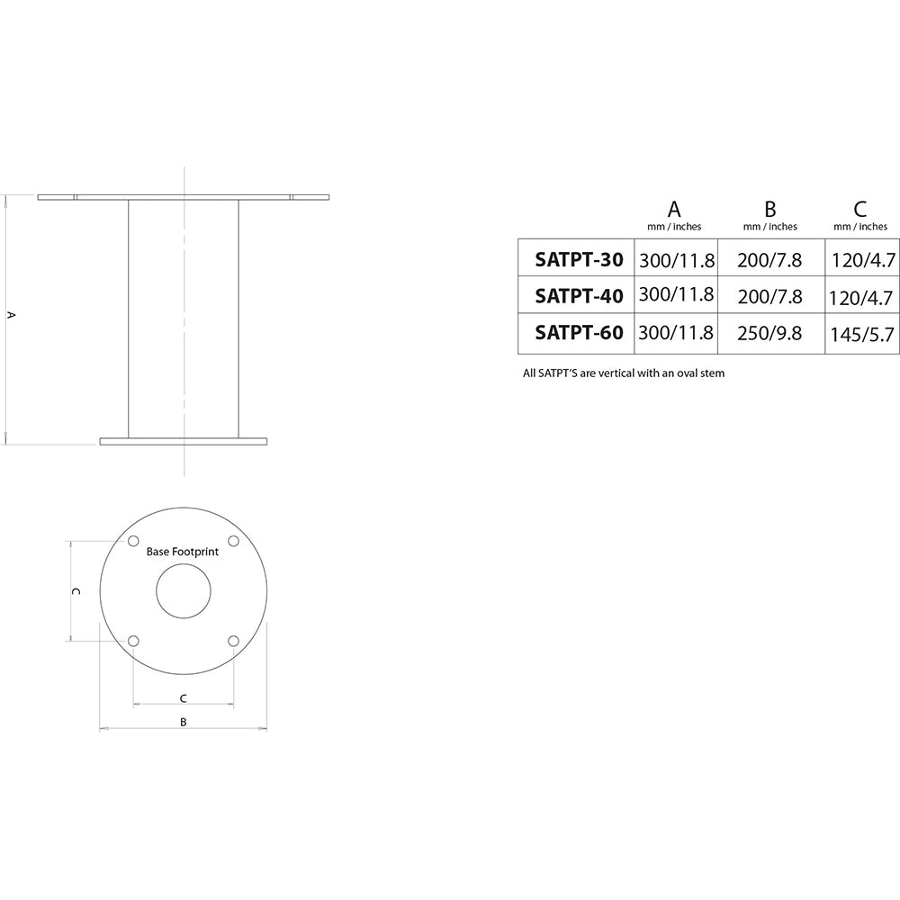 Scanstrut SATPT-40 Aluminum PowerTower f/Satcom Antenna - 12" [SATPT-40] | Radar/TV Mounts by Scanstrut 