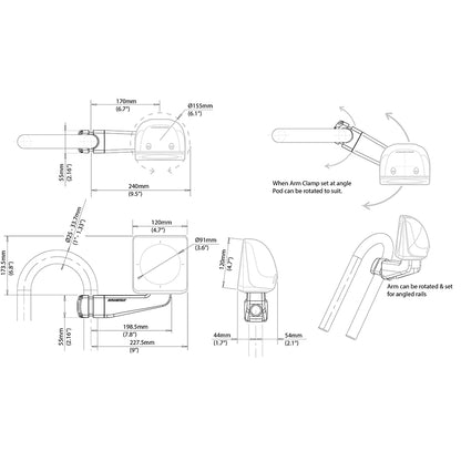 Scanstrut Scanpod Single Instrument Pod -Precut- Arm Mounted - Fits 1" - 1.3" Rails [SPR-1I-AM] | Display Mounts by Scanstrut 