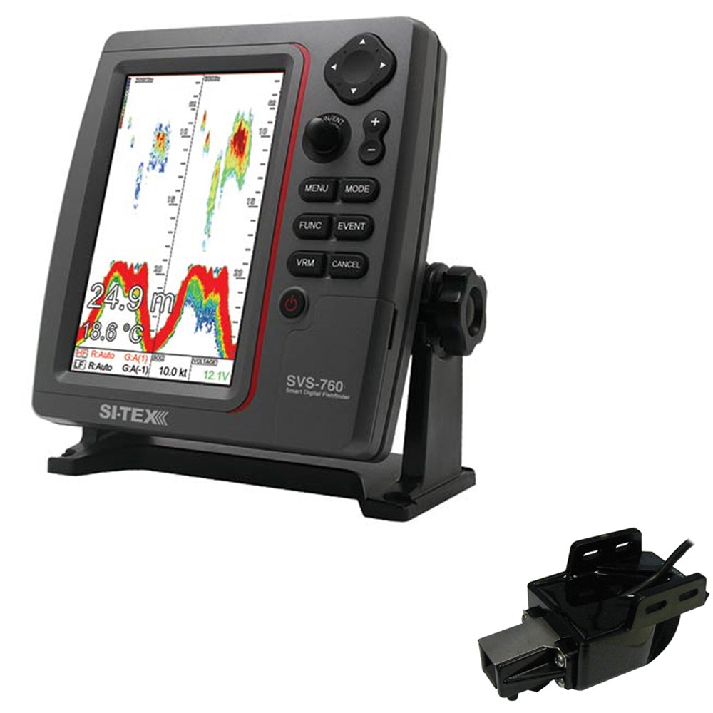 SI-TEX SVS-760 Dual Frequency Sounder 600W Kit w/Transom Mount Triducer [SVS-760TM] | Fishfinder Only by SI-TEX 