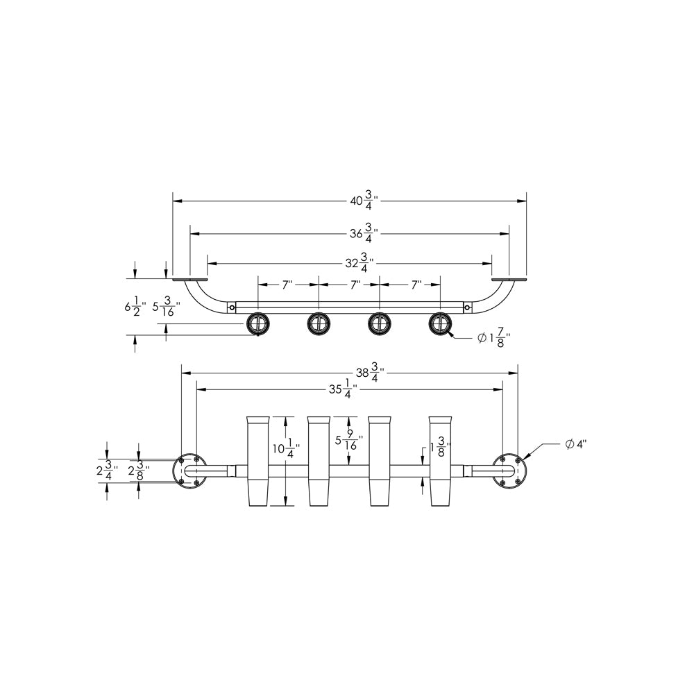 TACO 4-Rod Transom Mount Rod Rack [F31-3504BSA-1] | Rod Holders by TACO Marine 