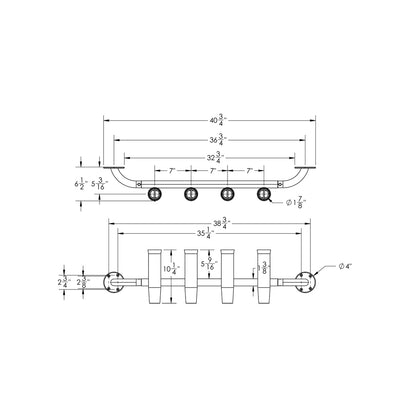 TACO 4-Rod Transom Mount Rod Rack [F31-3504BSA-1] | Rod Holders by TACO Marine 