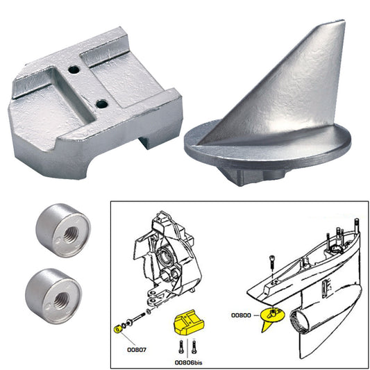 Tecnoseal Anode Kit w/Hardware - Mercury Alpha 1 Gen 1 - Zinc [20800] | Anodes by Tecnoseal 