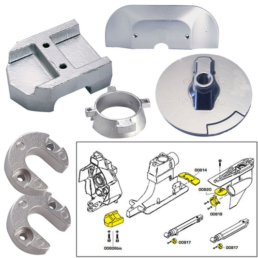 Tecnoseal Anode Kit w/Hardware - Mercury Alpha 1 Gen 2 - Zinc [20801] | Anodes by Tecnoseal 