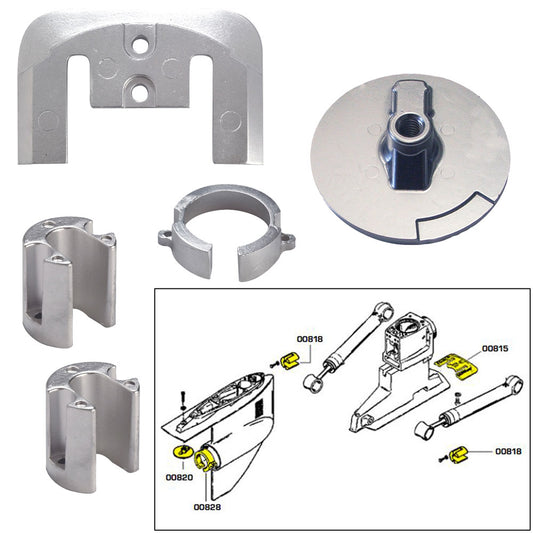 Tecnoseal Anode Kit w/Hardware - Mercury Bravo 1 - Zinc [20803] | Anodes by Tecnoseal 