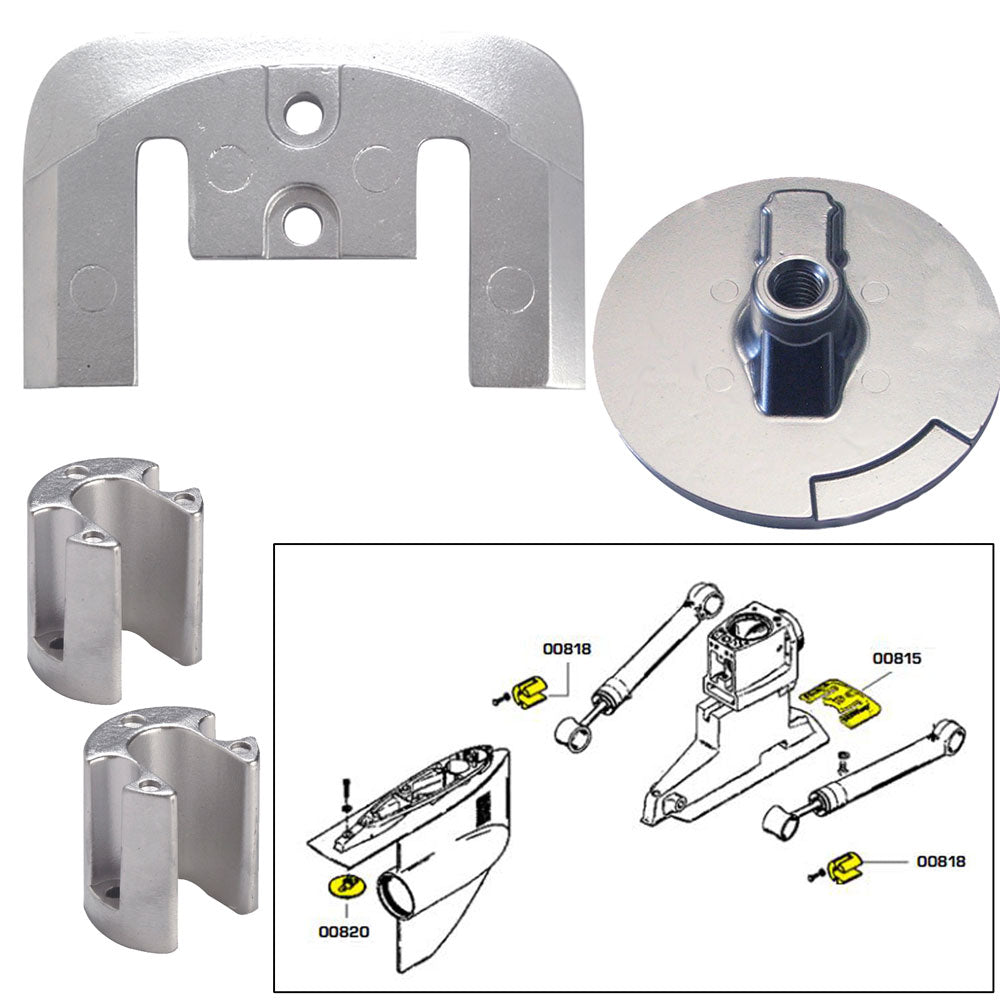 Tecnoseal Anode Kit w/Hardware - Mercury Bravo 2-3 - Zinc [20804] | Anodes by Tecnoseal 