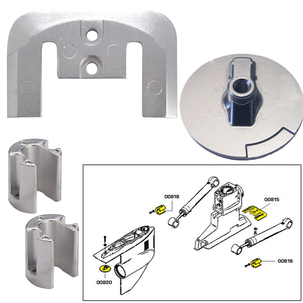 Tecnoseal Anode Kit w/Hardware - Mercury Bravo 2-3 - Aluminum [20804AL] | Anodes by Tecnoseal 