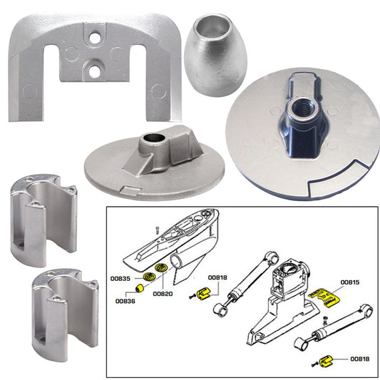 Tecnoseal Anode Kit w/Hardware - Mercury Bravo 3 2004-Present - Zinc [20805] | Anodes by Tecnoseal 