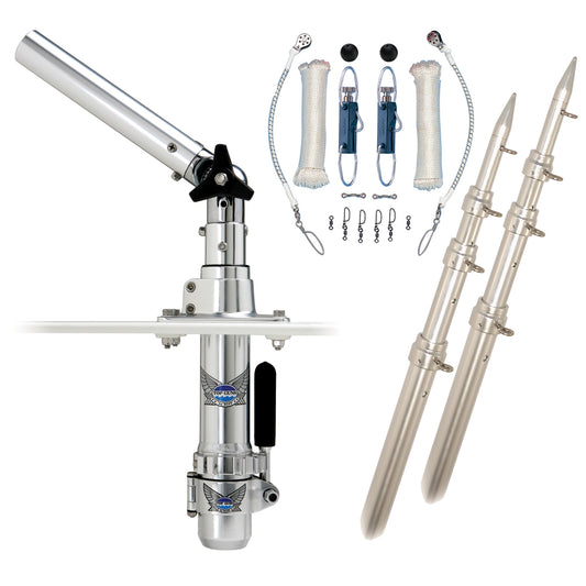 Rupp Classic Top Gun Outrigger Kit w/15' Poles & Complete Single Line Rigging Kit w/Klickers Release Clips [RAD-TPGN-15T] | Outriggers by Rupp Marine 