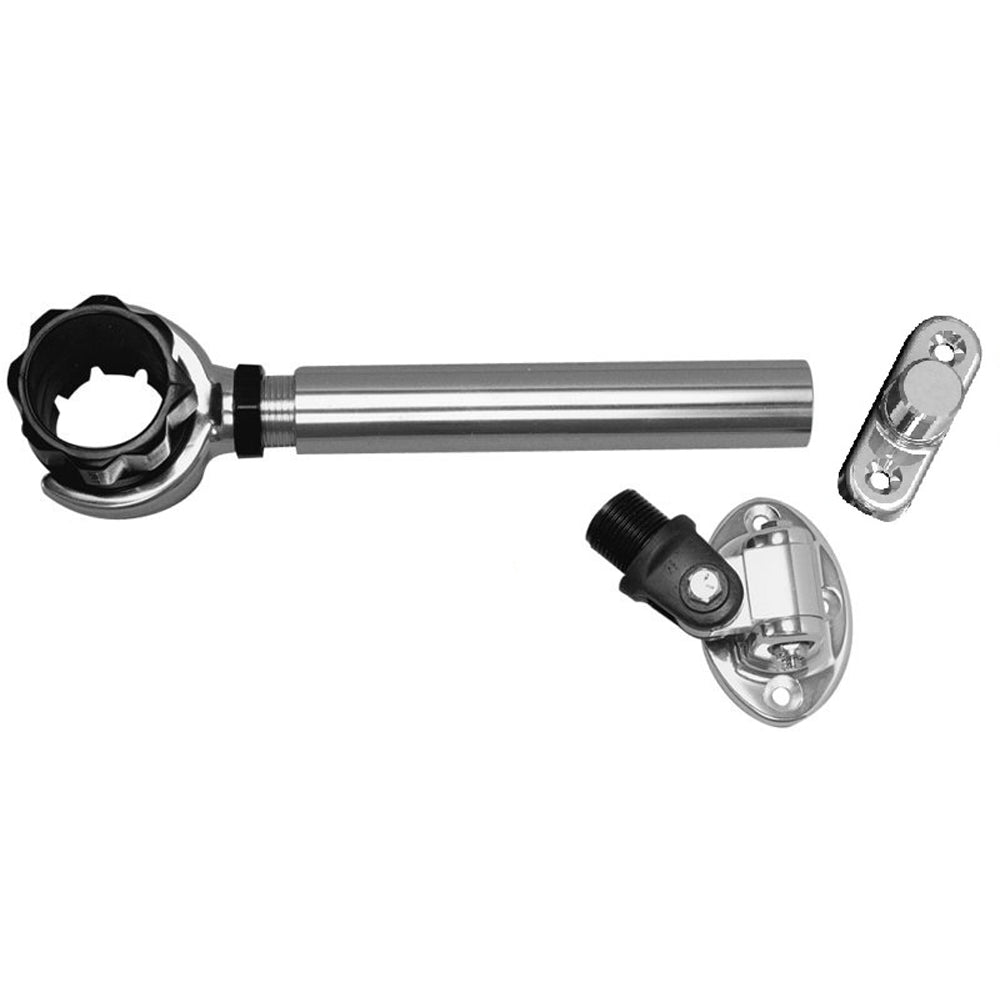 Rupp Threaded Antenna Support w/6" Pipe Mount, Oval 4-Way Base & 1.5" Collar [PAK-0005] | Antenna Mounts & Accessories by Rupp Marine 
