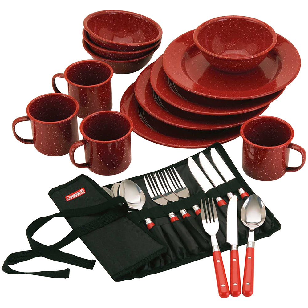 Coleman 24-Piece Speckled Enamelware Cook Set - Red [2000016407] | Accessories by Coleman 