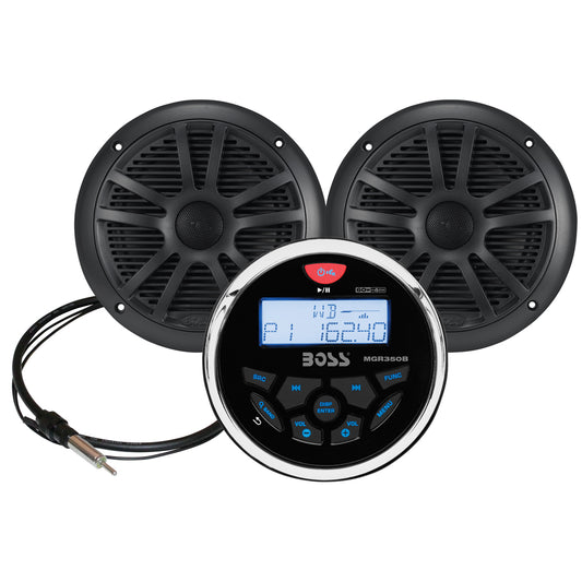 Boss Audio MCKGB350W.6 Marine Stereo  6.5" Speaker Kit - Black [MCKGB350B.6] | Stereos by Boss Audio 