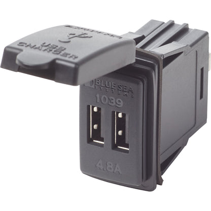 Blue Sea Dual USB Charger - 24V Contura Mount [1039] | Accessories by Blue Sea Systems 