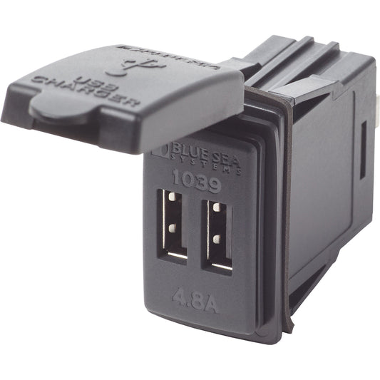 Blue Sea Dual USB Charger - 24V Contura Mount [1039] | Accessories by Blue Sea Systems 