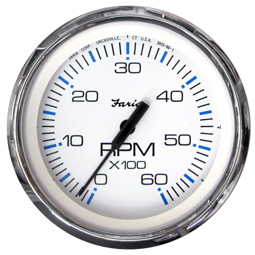 Faria Chesapeake White SS 4" Tachometer - 6000 RPM (Gas) (Inboard  I/O) [33807] | Gauges by Faria Beede Instruments 