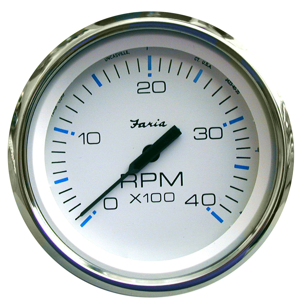 Faria Chesapeake White SS 4" Tachometer - 4000 RPM (Diesel)(Mechanical Takeoff  Var Ratio Alt) [33842] | Gauges by Faria Beede Instruments 