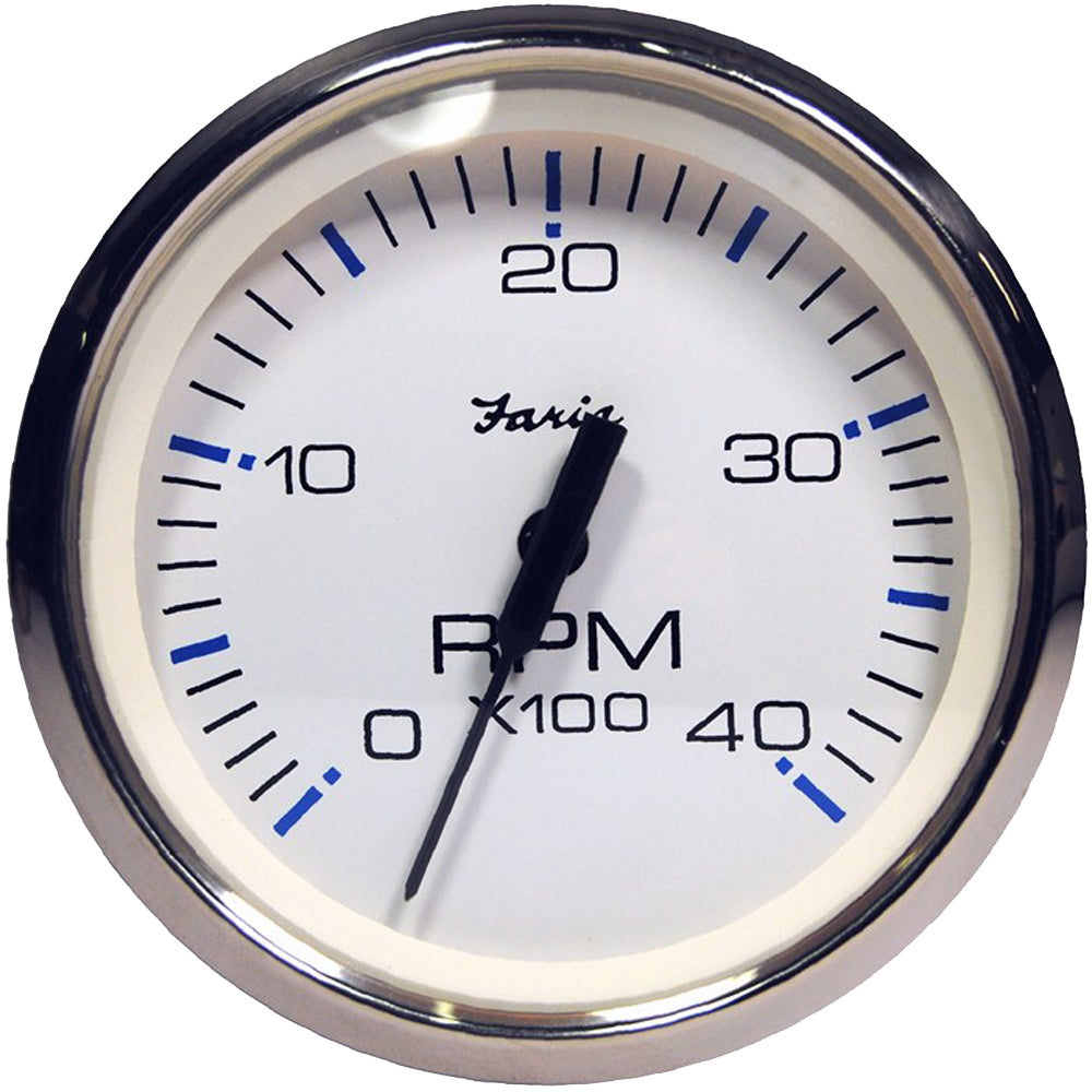 Faria Chesapeake White SS 4" Tachometer - 4000 RPM (Diesel) (Magnetic Pick-Up) [33818] | Gauges by Faria Beede Instruments 