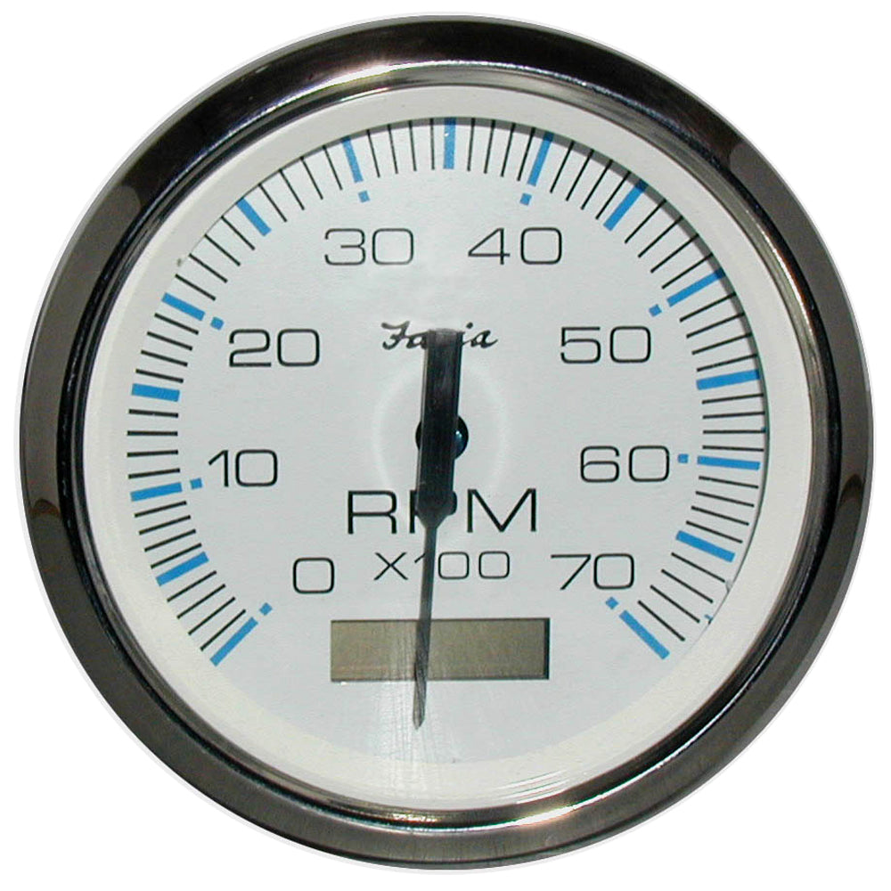 Faria Chesapeake White SS 4" Tachometer w/Hourmeter - 7000 RPM (Gas) (Outboard) [33840] | Gauges by Faria Beede Instruments 