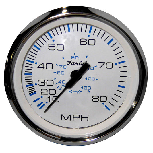 Faria Chesapeake White SS 4" Speedometer - 80MPH (Pitot) [33819] | Gauges by Faria Beede Instruments 