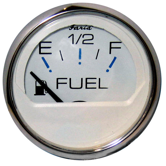 Faria Chesapeake White SS 2" Fuel Level Gauge (E-1/2-F) [13801] | Gauges by Faria Beede Instruments 