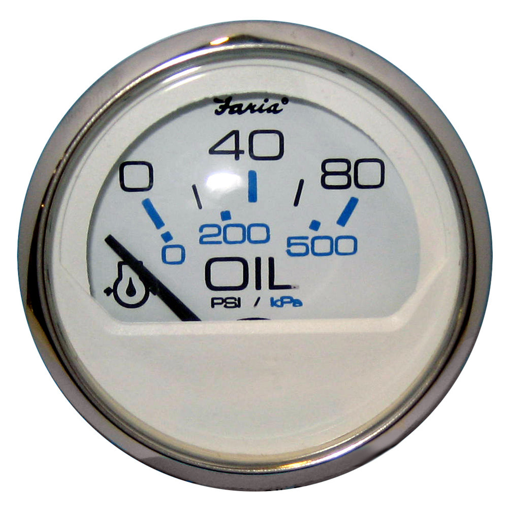 Faria Chesapeake White SS 2" Oil Pressure Gauge (80 PSI) [13802] | Gauges by Faria Beede Instruments 