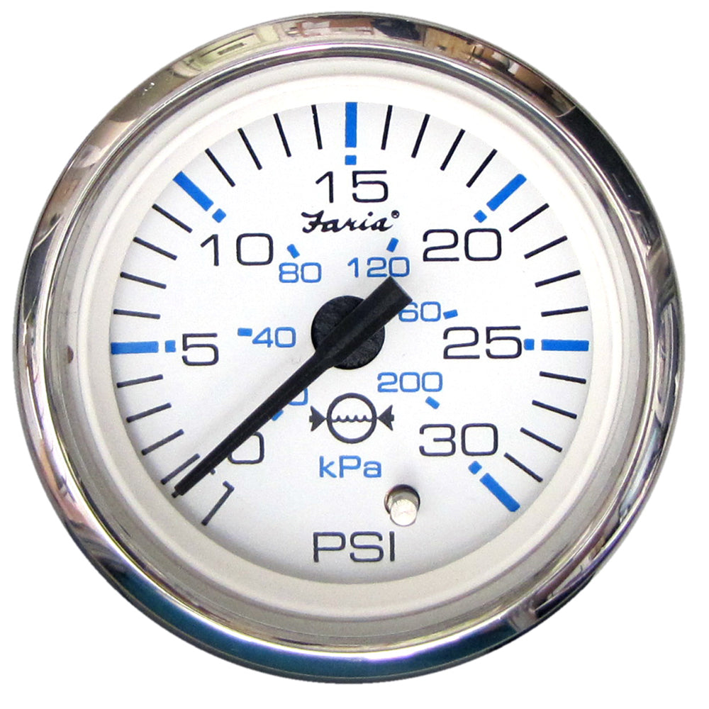 Faria Chesapeake White SS 2" Water Pressure Gauge (30 PSI) [13812] | Gauges by Faria Beede Instruments 