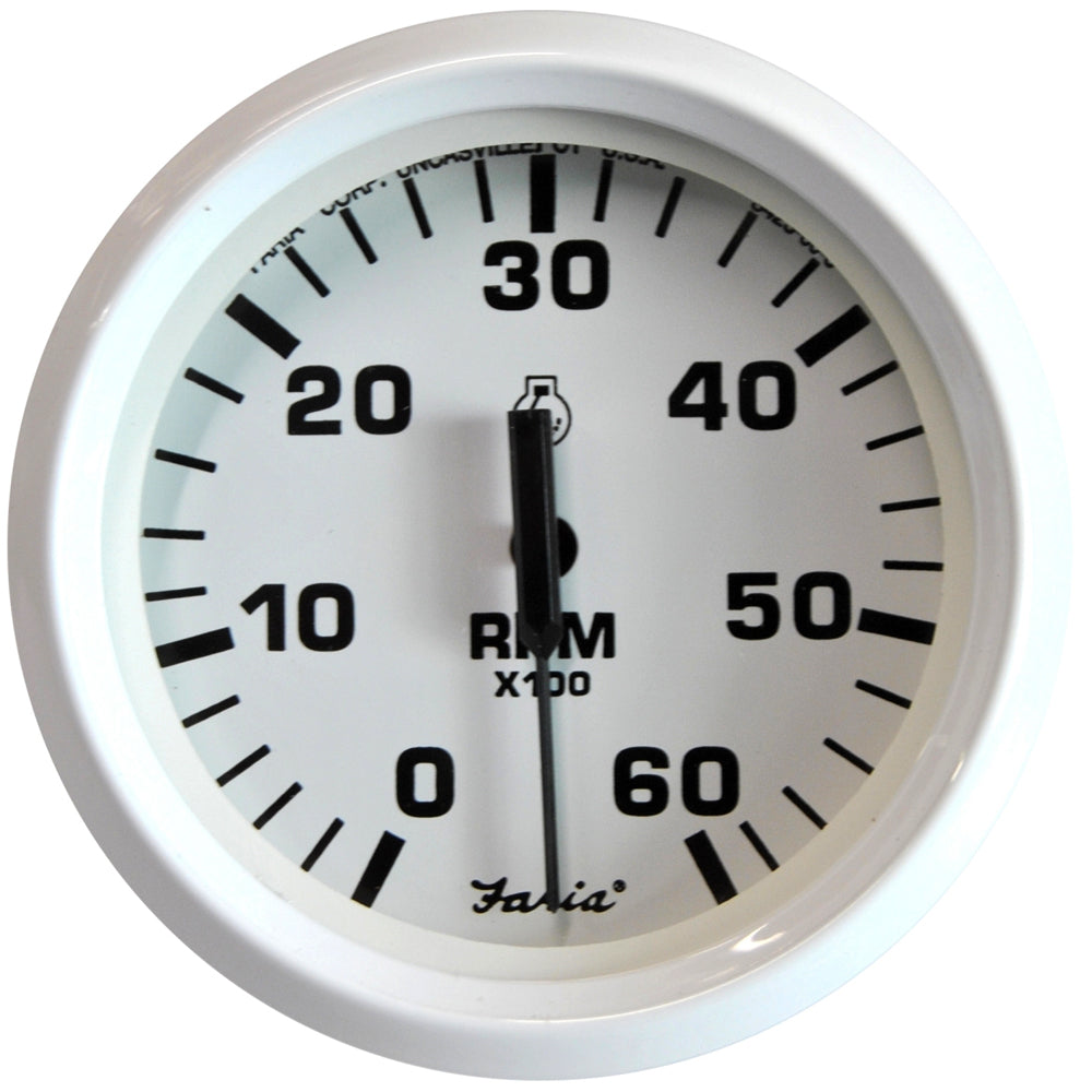 Faria Dress White 4" Tachometer - 6000 RPM (Gas) (Inboard  I/O) [33103] | Gauges by Faria Beede Instruments 