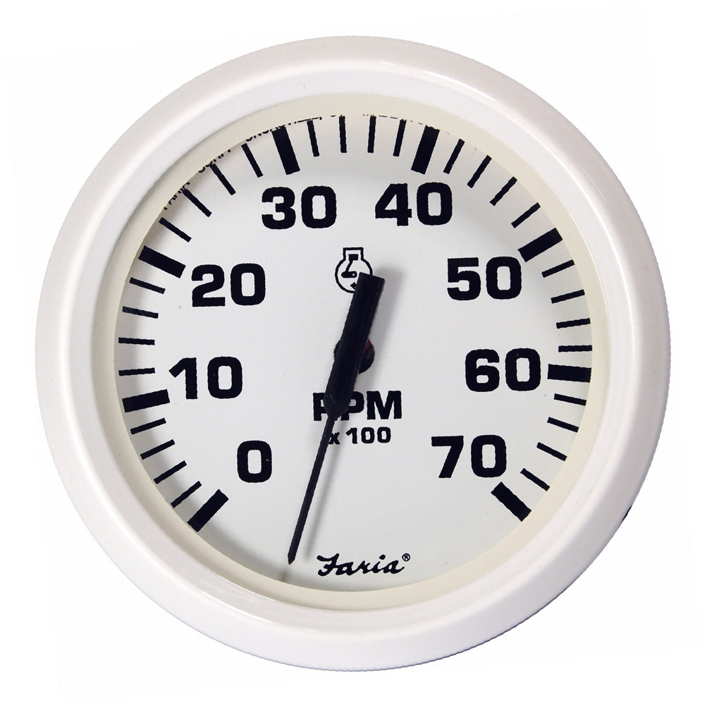 Faria Dress White 4" Tachometer - 7000 RPM (Gas) (All Outboards) [33104] | Gauges by Faria Beede Instruments 