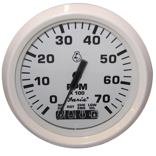 Faria Dress White 4" Tachometer w/Systemcheck Indicator - 7000 RPM (Gas) (Johnson / Evinrude Outboard) [33150] | Gauges by Faria Beede Instruments 