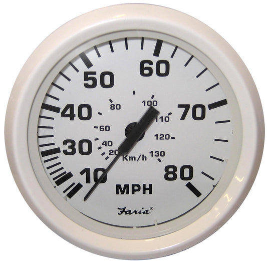 Faria Dress White 4" Speedometer - 80MPH (Pitot) [33113] | Gauges by Faria Beede Instruments 