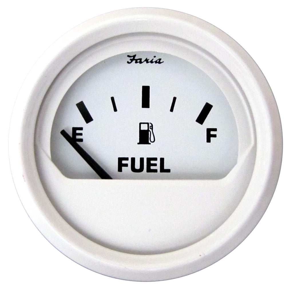 Faria Dress White 2" Fuel Level Gauge (E-1/2-F) [13101] | Gauges by Faria Beede Instruments 