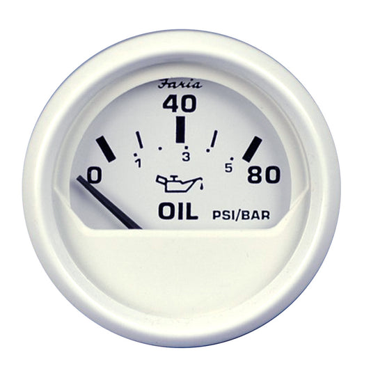 Faria Dress White 2" Oil Pressure Gauge (80 PSI) [13102] | Gauges by Faria Beede Instruments 