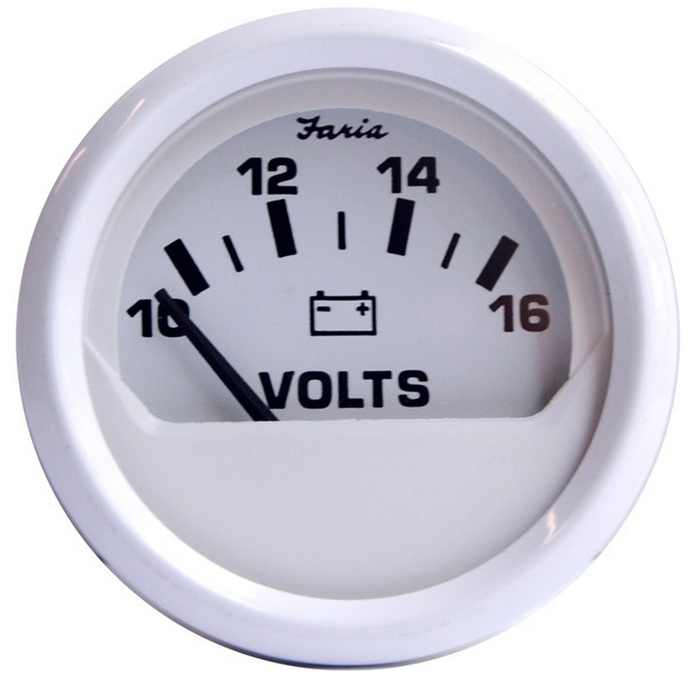 Faria Dress White 2" Voltmeter (10-16 VDC) [13120] | Gauges by Faria Beede Instruments 