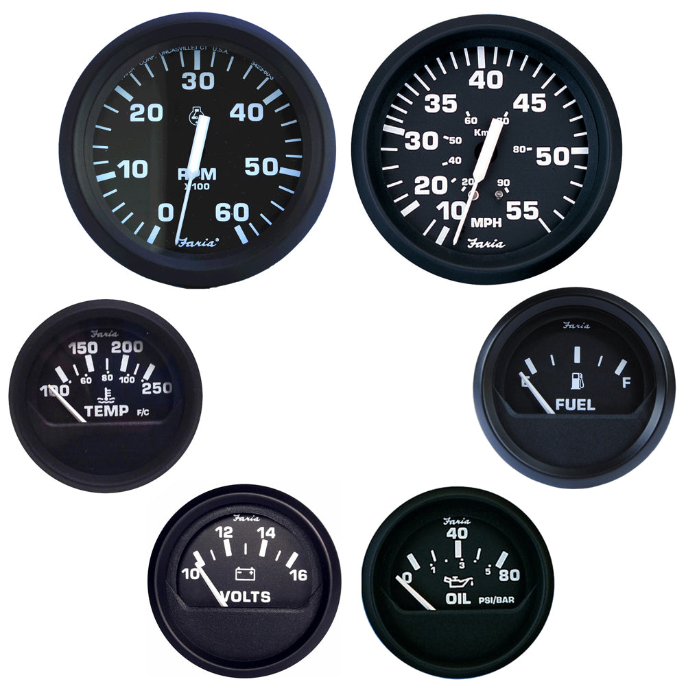 Faria Euro Black Boxed Set - Inboard Motors [KT9799] | Gauges by Faria Beede Instruments 