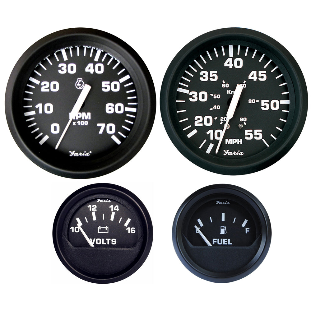 Faria Euro Black Boxed Set - Outboard Motors [KT9796] | Gauges by Faria Beede Instruments 