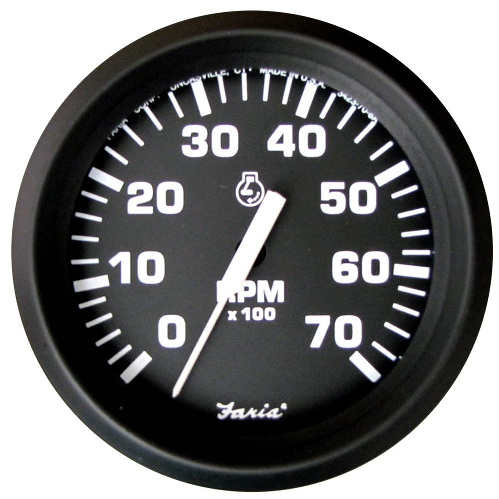 Faria Euro Black 4" Tachometer - 7,000 RPM (Gas - All Outboard) [32805] | Gauges by Faria Beede Instruments 