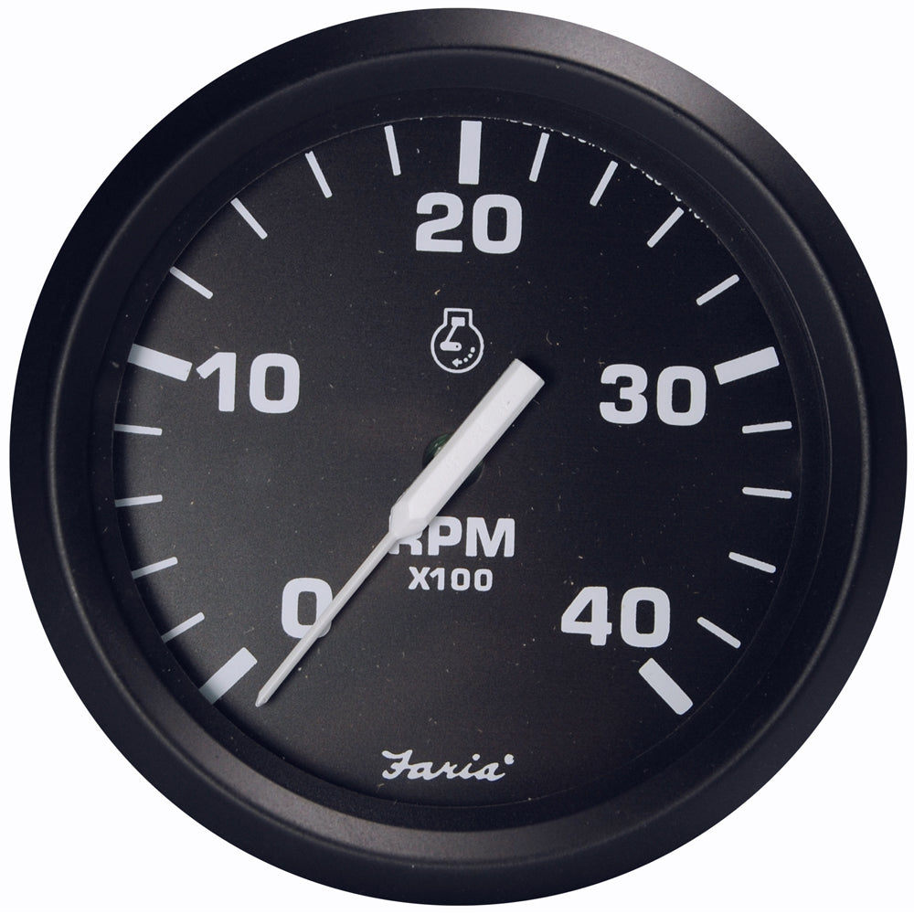 Faria Euro Black 4" Tachometer - 4000 RPM (Diesel - Magnetic Pick-Up) [32803] | Gauges by Faria Beede Instruments 