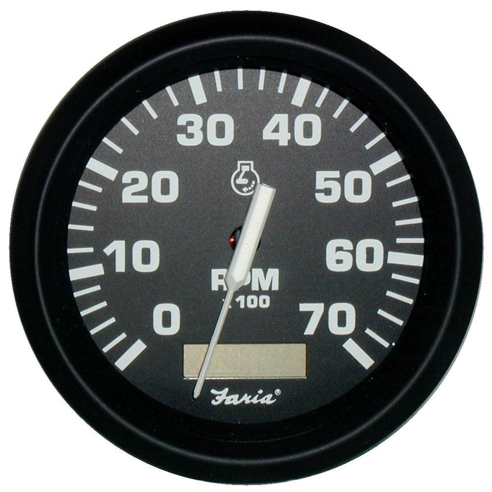 Faria Euro Black 4" Tachometer w/Hourmeter - 7,000 RPM (Gas - Outboard) [32840] | Gauges by Faria Beede Instruments 