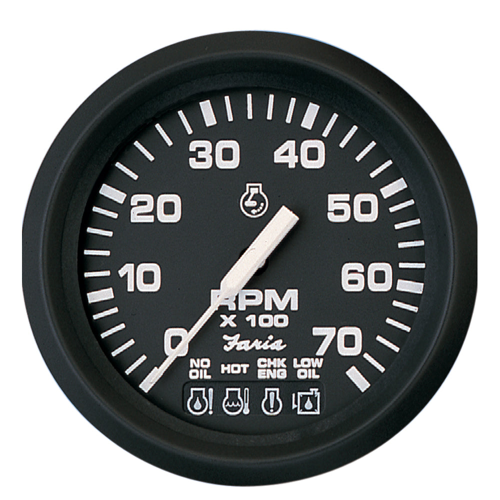 Faria Euro Black 4" Tachometer w/Systemcheck 7000 RPM (Gas) f/ Johnson / Evinrude Outboard) [32850] | Gauges by Faria Beede Instruments 