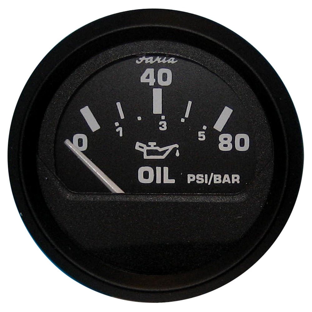 Faria Euro Black 2" Oil Pressure Gauge (80 PSI) [12803] | Gauges by Faria Beede Instruments 