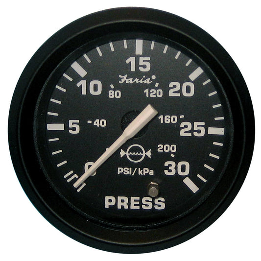 Faria Euro Black 2" Water Pressure Gauge (30 PSI) [12810] | Gauges by Faria Beede Instruments 