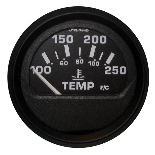 Faria Euro Black 2" Water Temperature Gauge (100-250 DegreeF) [12812] | Gauges by Faria Beede Instruments 