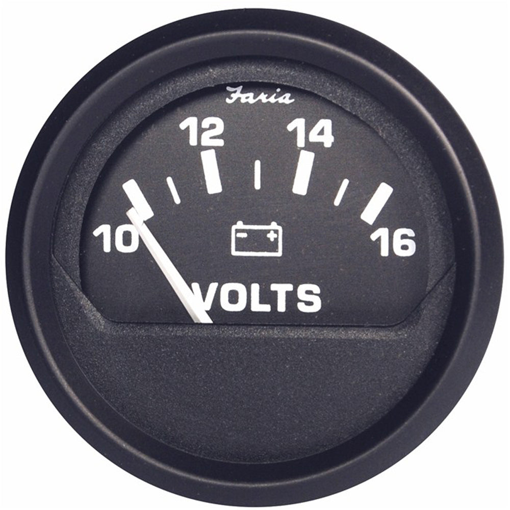 Faria Euro Black 2" Voltmeter (10-16 V) [12821] | Gauges by Faria Beede Instruments 