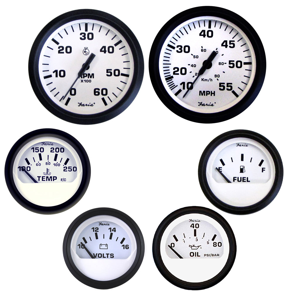 Faria Euro White Boxed Set - Inboard Motors [KT9798] | Gauges by Faria Beede Instruments 