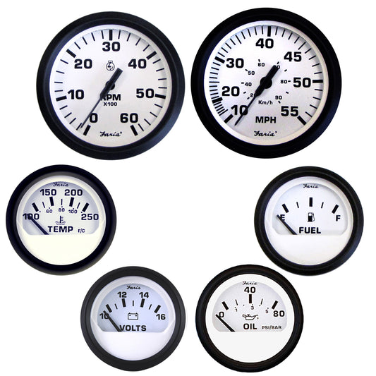 Faria Euro White Boxed Set - Inboard Motors [KT9798] | Gauges by Faria Beede Instruments 