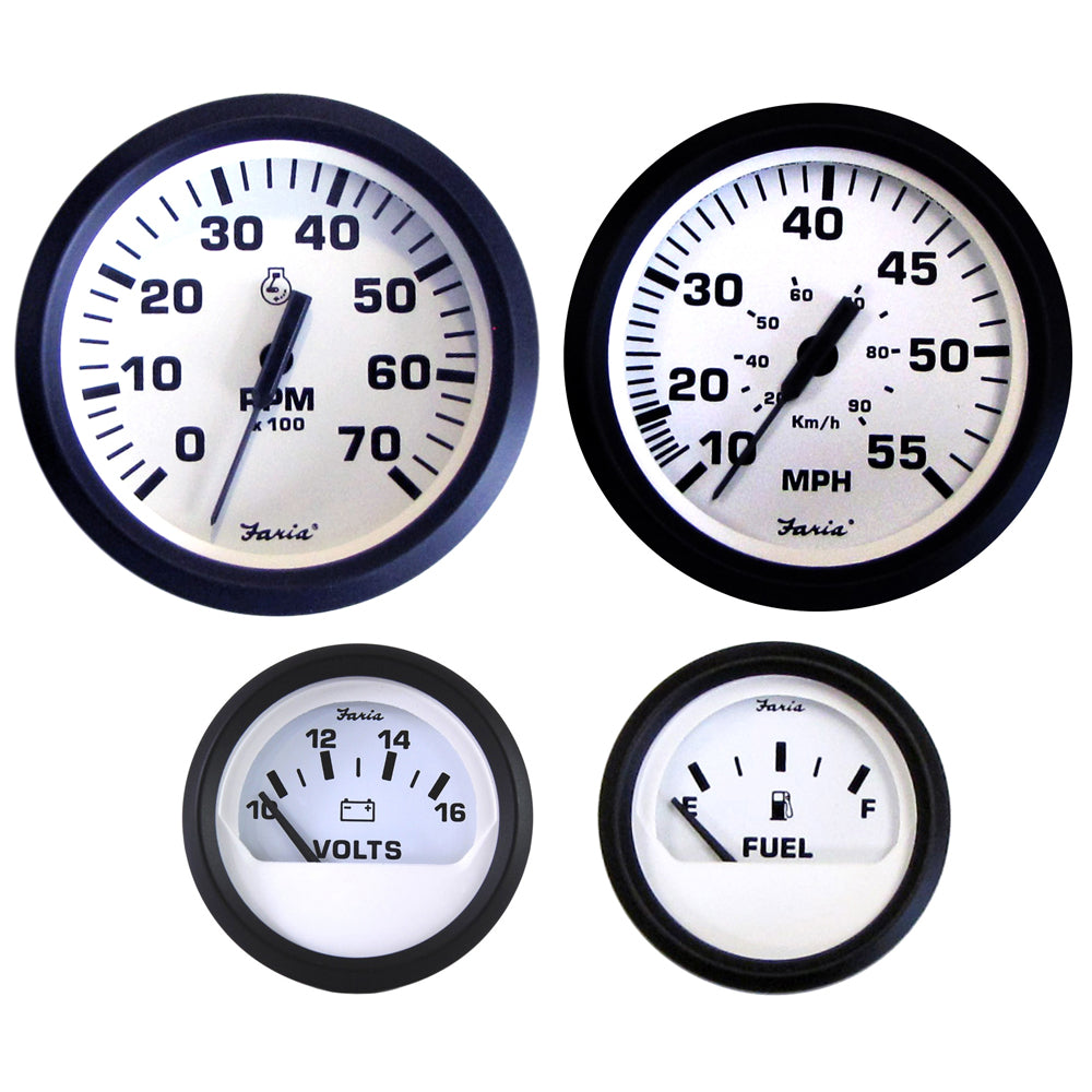 Faria Euro White Boxed Set - Outboard Motors [KT9795] | Gauges by Faria Beede Instruments 