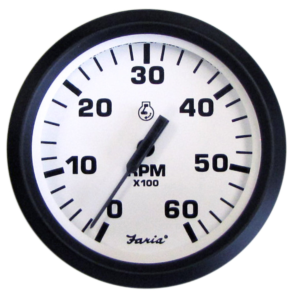 Faria Euro White 4" Tachometer - 6000 RPM (Gas) (Inboard  I/O) [32904] | Gauges by Faria Beede Instruments 