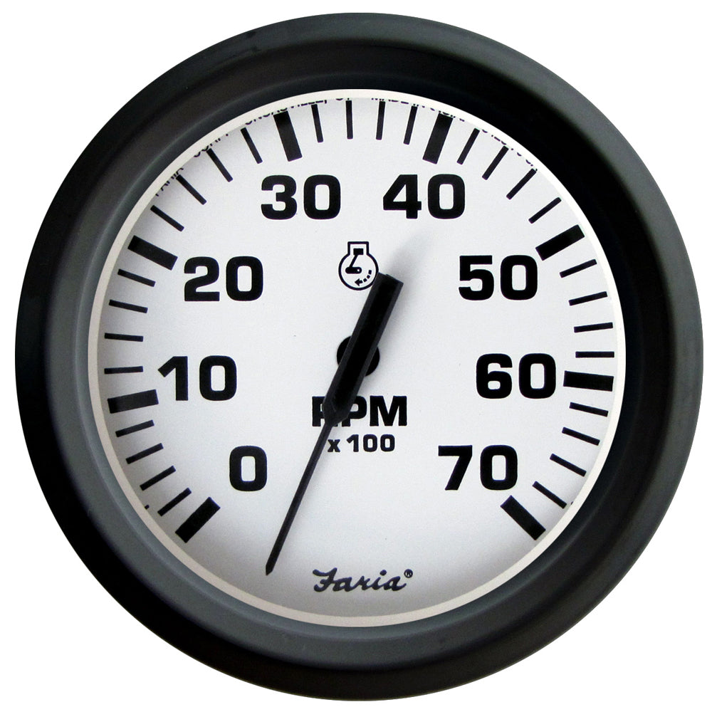 Faria Euro White 4" Tachometer 7000 RPM (Gas) (Outboards) [32905] | Gauges by Faria Beede Instruments 