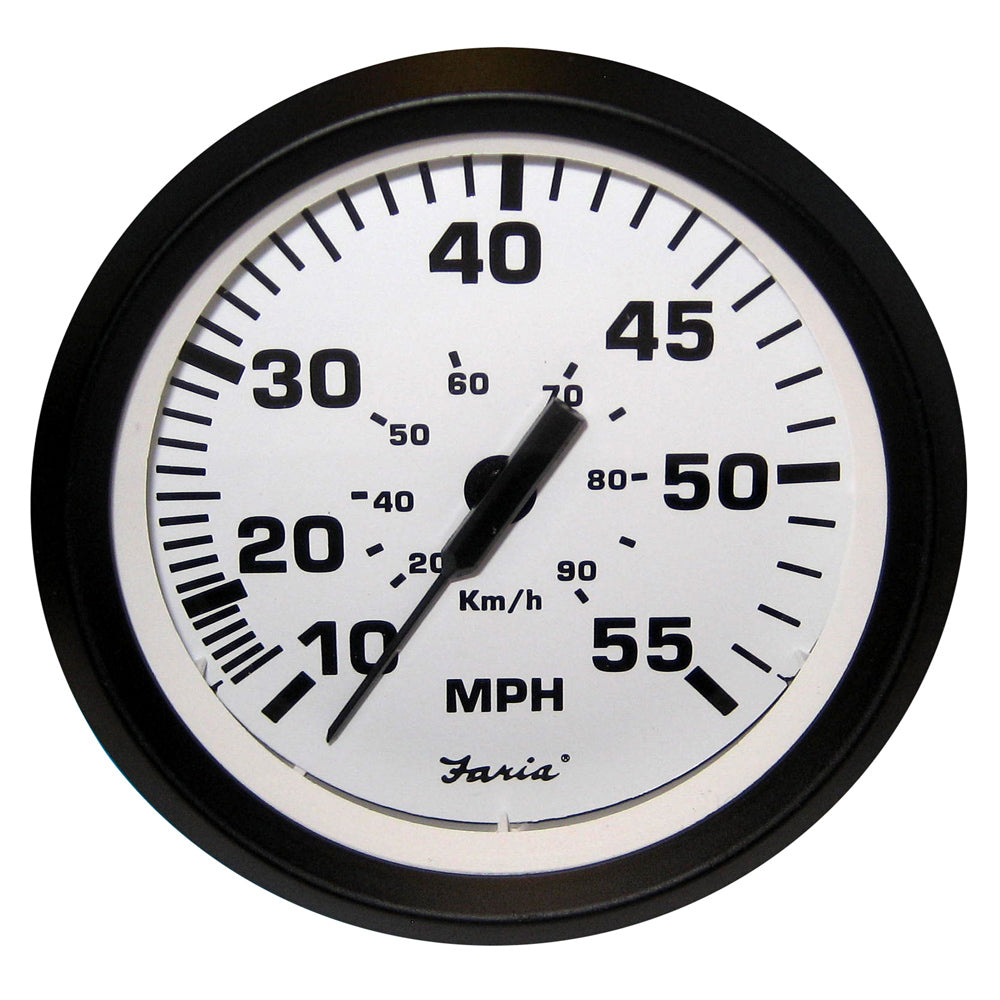 Faria Euro White 4" Speedometer - 55MPH (Pitot) [32909] | Gauges by Faria Beede Instruments 