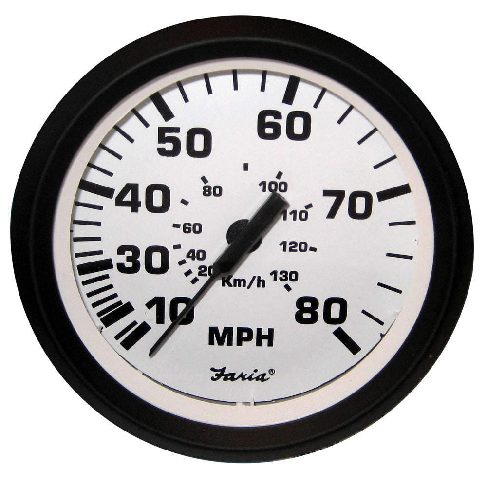 Faria Euro White 4" Speedometer - 80MPH (Pitot) [32910] | Gauges by Faria Beede Instruments 